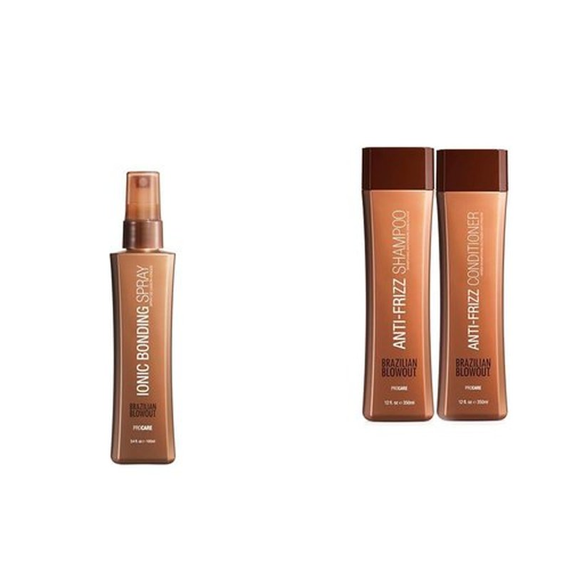 Brazilian Blowout Ionic Bonding Spray - Anti-Frizz Shampoo & Conditioner Duo | 3.4 fl oz & 2 Pack