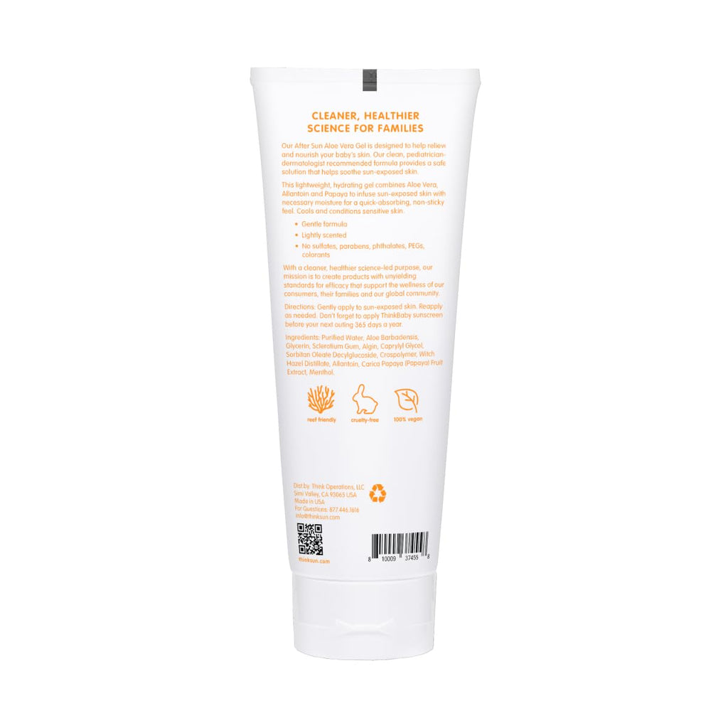 Thinkbaby Aloe Vera Gel After Sun Relief Lotion, 8 Fl Oz – EWG Verified Natural After Sun Skincare for Face & Body - Hydrating, Soothing & Moisturizing Sunburn Solution for Babies & Toddlers