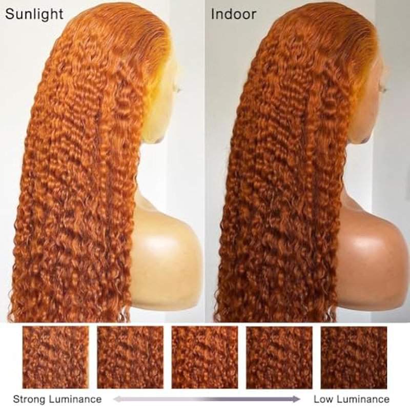 Bilisar Ginger Wig Human Hair 13x6 Deep Wave Lace Front Wigs Human Hair Curly Wigs HD Transparent Lace Frontal 350 Colored Human Hair Wig Pre Plucked 150% Density 28 Inch