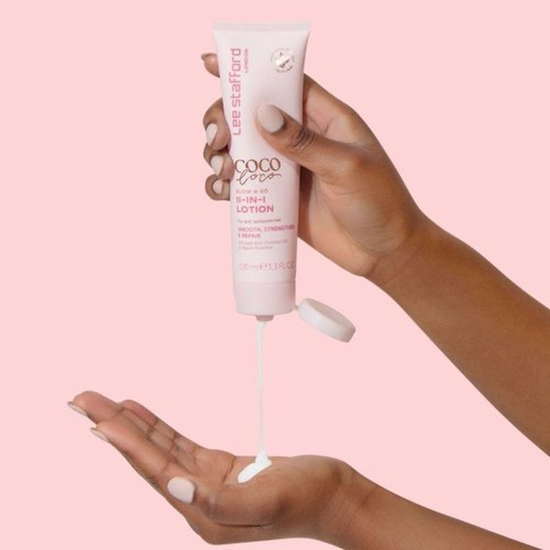 Lee Stafford Blow Dry Hair Lotion - 11-in-1 Leave-In Styling Cream, Coconut Scented, 3.3 Fl Oz