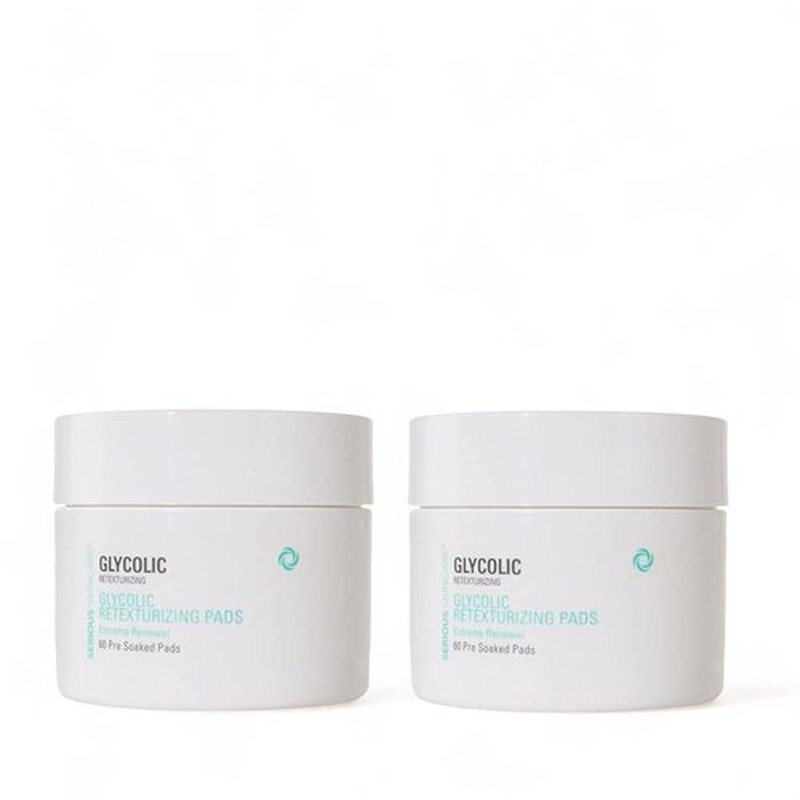 Serious Skincare Glycolic Acid Treatment Pads - Exfoliating Face Discs for Fine Lines & Wrinkles | 2 Pack (60 Pads Each)