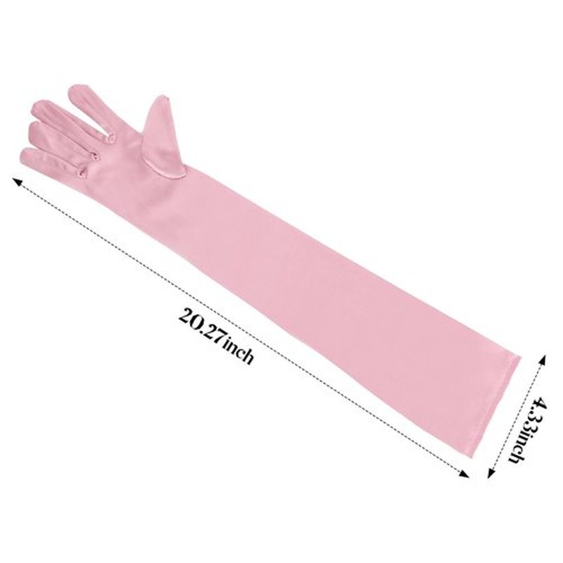Tiara Queen Crown and Long Satin Gloves for Women - Light Pink Princess Opera Gloves, Quinceanera Rhinestone Wedding Tiaras for Bride, Crown Accessories for Prom
