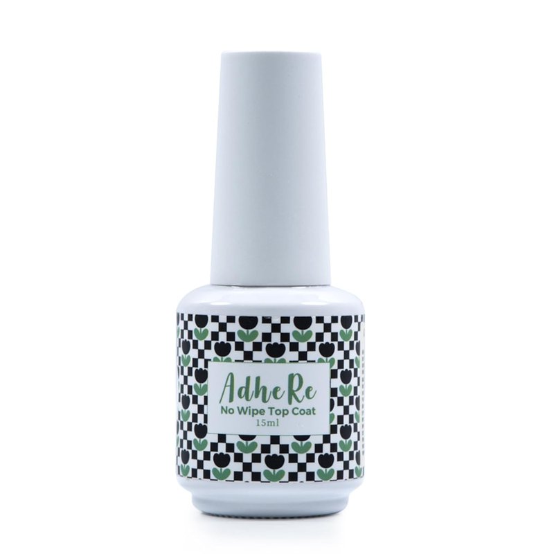 ADHERE No Wipe Top Coat Gel Nail Polish - 15ML Clear Shine Finish for Long-Lasting Home & Salon Use