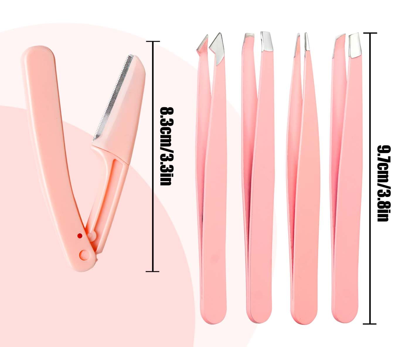Muzioiernsu Tweezers for Women Facial Hair Eyebrow Kit Tweezer Set Pink