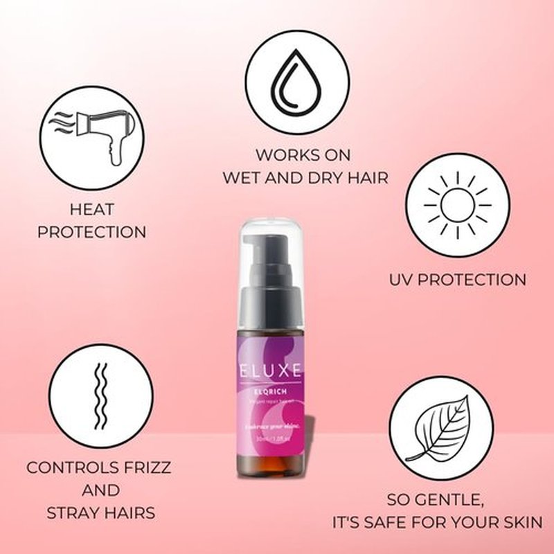 ELUXE Hair Oil - Smooth & Moisturize Frizz | Deep Hydration for Damaged Hair | 1 fl oz