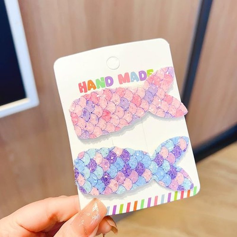 Lemeilleur 16 PCs Cute Mermaid Hair Clips for Girls, Glitter Mermaid No-clip Snap Hair Clips Barrettes Sequins Fish Tail Hairpin Multicolor Hair Accessories