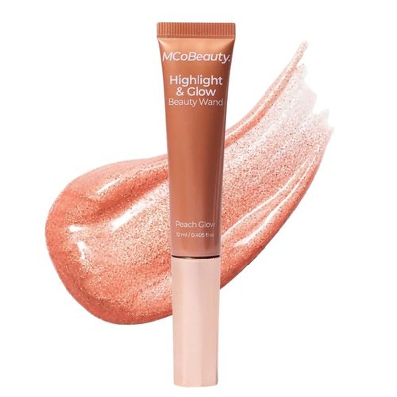 MCoBeauty - Highlight And Glow Beauty Wand - Buildable Liquid Highlighter In Peach Coral - Soft, Radiant Finish