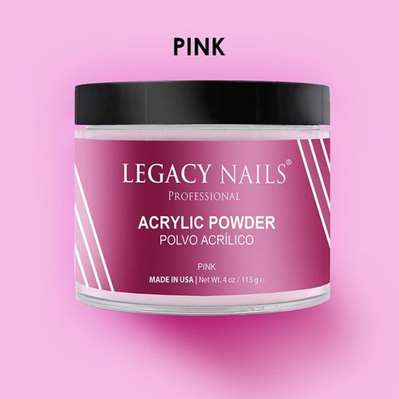 LEGACY NAILS Professional Pink Acrylic Powder - 4oz, Salon-Grade, Fast-Drying, Chip-Resistant, Versatile Nail Art