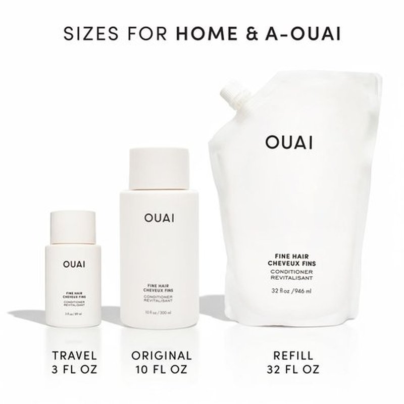 OUAI Fine Hair Conditioner Travel Size - Volumizing Conditioner for Fine Hair with Keratin, Biotin & Chia Seed Oil - Adds Softness, Bounce & Volume - Free from Parabens, Sulfates & Phthalates (3 Oz)