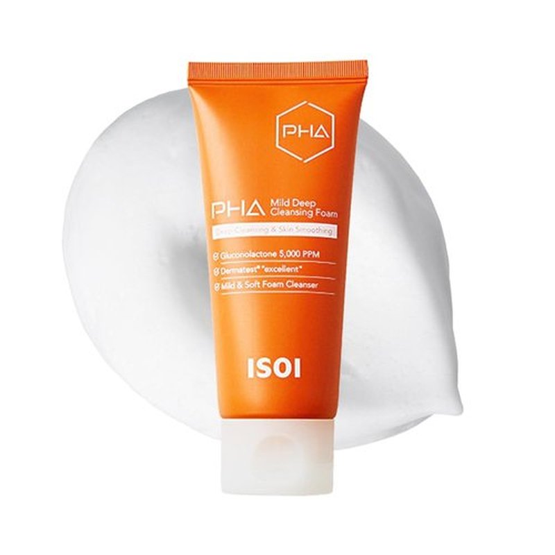 ISOI PHA Mild Deep Cleansing Foam, Gentle Daily Exfoliating Face Cleanser with Hydrating PHA Formula, Deep Cleansing for Sensitive Skin, Korean Skin Care (3.38 fl.oz, 100ml)