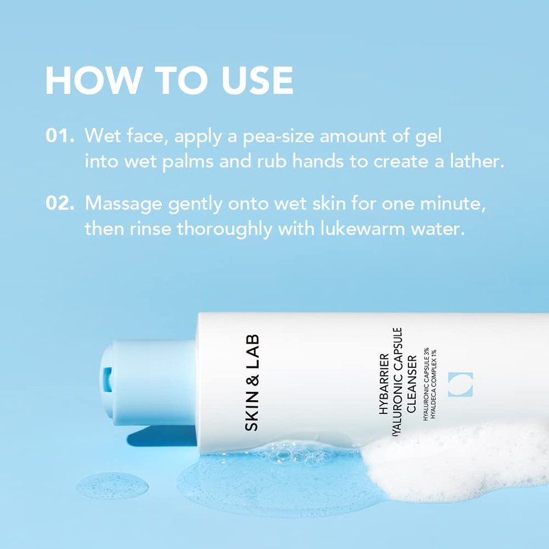 [SKIN&LAB] Hybarrier Hyaluronic Capsule Cleanser| Daily Gel Cleanser Infused with Hyaluronic Capsule and Hyaldeca Complex | For All Skin Types | 6.76 fl.oz