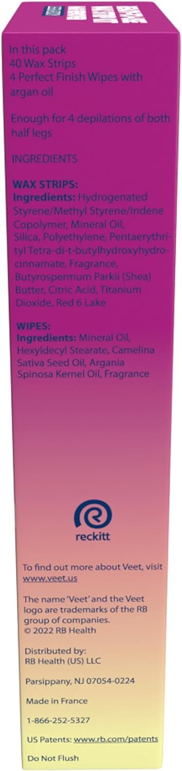 Veet Leg and Body Hair Remover Cold Wax Strips, 40 ct (Pack of 6)