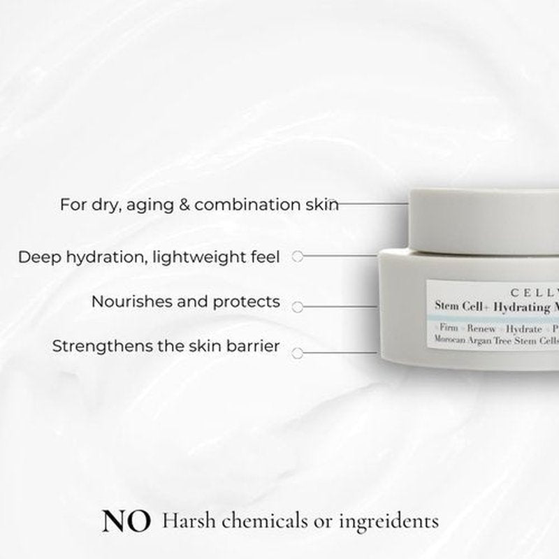 CELLVY Hydrating Korean Moisturizer w/Moroccan Argan Tree Stem Cells, Korean Taiwanese Skincare Stem Cell Face Cream w/Squalane & Antioxidants, Lightweight, Firms, Repairs & Boosts Collagen