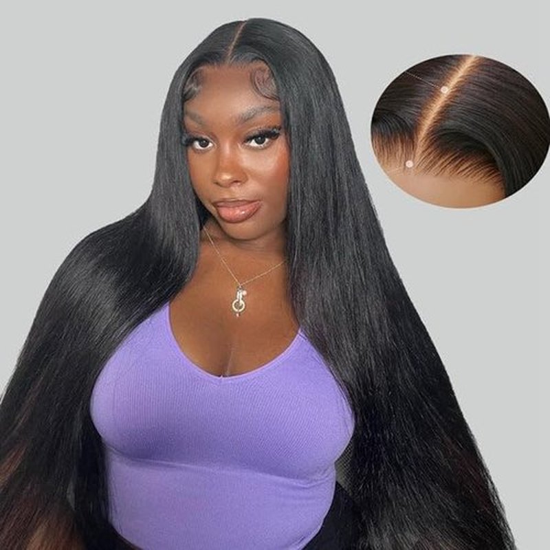 Amella 16 Inch 220% Density 13x4 HD Lace Closure Wigs Human Hair Glueless Wigs for Black Women Pre Plucked Pre Cut Bleached Knots Wig