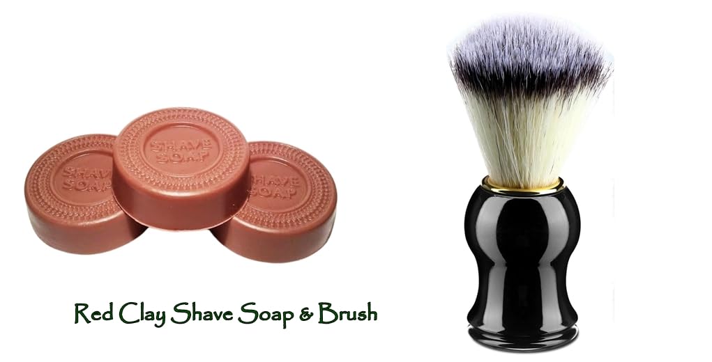 2 Pack Shaving Soap with Shaving Brush - Moisturizing Shea Butter & Green Sea Clay Formula - 1889 Products