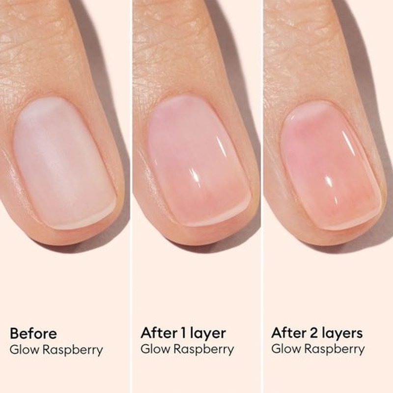 Manucurist Active Glow Raspberry Nail Polish & Care - Ultra-Glowy 2 in 1 Nail Concealer & Care - Plant-Based Ingredients: Sweet Almond Oil, Raspberry - Valentines Day Gifts for Women - Gifts for Her