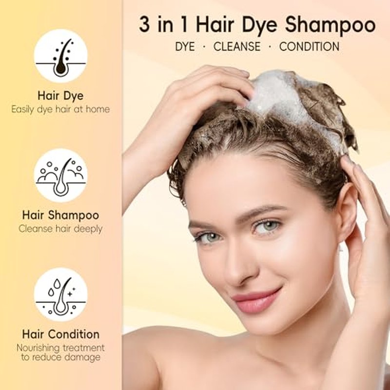 BOJICA Dark Brown Hair Dye Shampoo for 100% Gray Hair Coverage - 3 in 1 Color Shampoo/Instant/Herbal Ingredients for Women and Men 350ml (12.3 Fl oz)