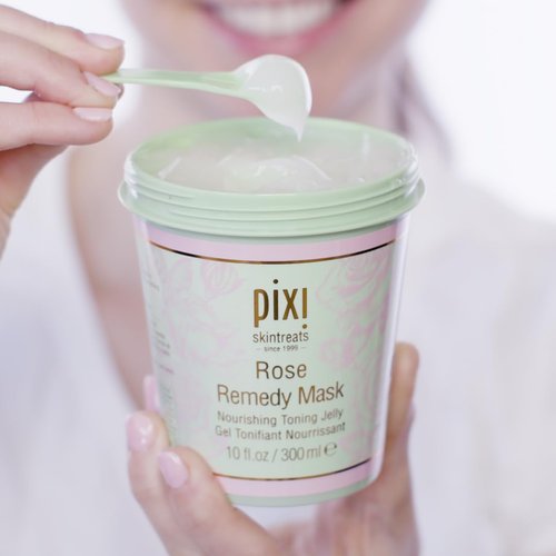Pixi Rose Remedy Mask | Toning Jelly Face Mask with Rosehip Oil, Cica & Turmeric | Hydrates, Soothes & Restores Radiance | 10 fl oz/300 ml