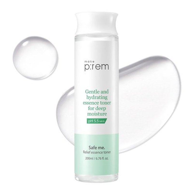 Make P:REM Safe Me. Relief Essence Toner, Quick and Deep Hydrating Face Toner, All Skin Types, 24-Hour Moisturizing, EVE Vegan, Korean Skin Care (6.76 fl oz, 200ml)