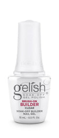 Gelish Brush-On Builder Gel – Professional Soak-Off Gel Polish for Extensions, Overlays, Nail Art – Self-Leveling, HEMA-Free, Vegan, Long-Lasting, UV/LED Curing (Clear, 15mL)
