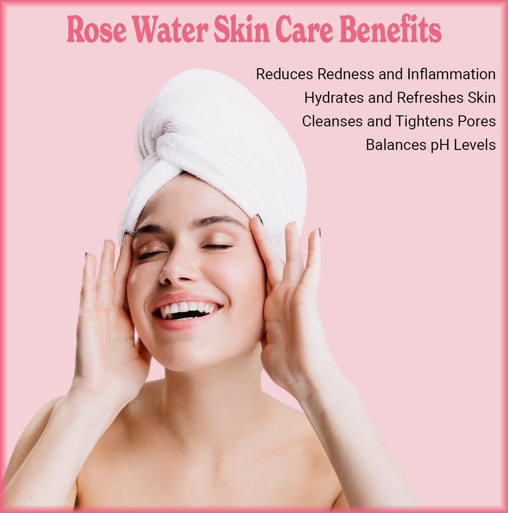 Natural Born Oils 4oz Rose Water Hydrosol, 100% Pure and Natural, Organic, Steam-distilled, Facial Toner Cleanser, with Sprayer