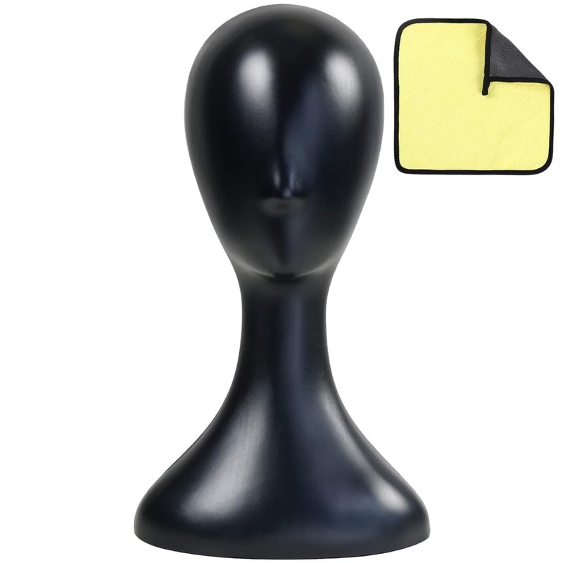 WiZiWi Mannequin Head 16 Inch Professional Plastic Black 1PC with Jack,Durability Multi-Purpose Women Model Wig Stand,Suitable For Displaying and Styling Wigs,Hats,Masks,Headdresses and Necklaces