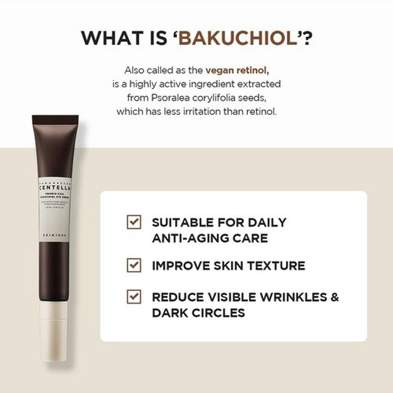 SKIN1004 Centella Probio-Cica Bakuchiol Eye Cream, Korean Eye Cream for Fine Lines with Centella, Hydrating Eye Treatment for Under Eye Area, Retinol Alternative, Korean Skin Care, 0.68 fl.oz / 20ml