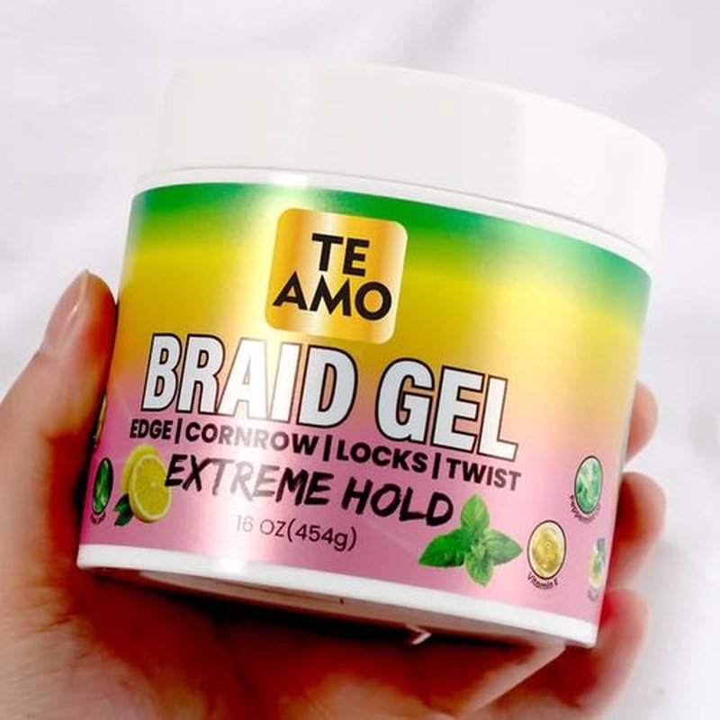 Te Amo Braiding Gel, Braid Gel | Lock N Twist | For Extreme Hold, Smooths & Tames Frizz | No Flaking Or Drying | High Shine, Long Lasting For Braids, Locks, Twists, Cornrows. (16 oz Lemon Mint)