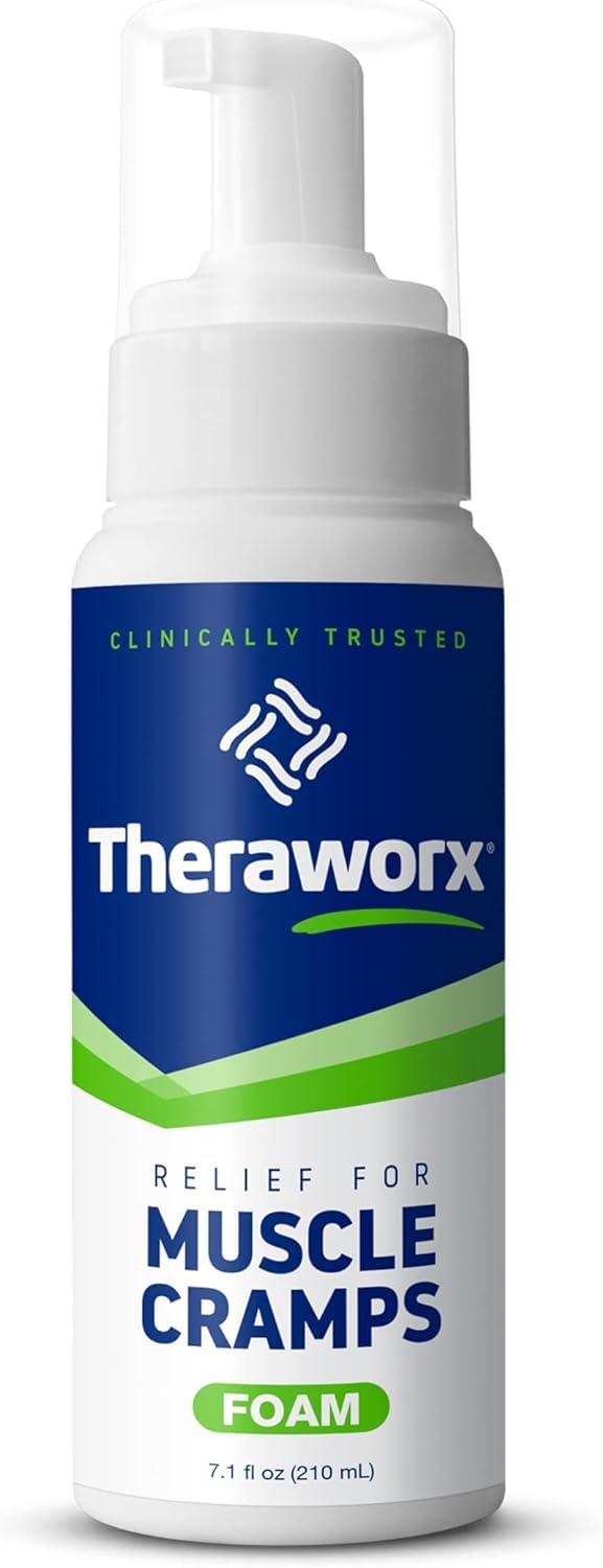 Theraworx for Muscle Cramps Relief Foam Made with Magnesium Sulfate, Fast-Acting Muscle & Leg Cramp Support, Paraben-Free 7.1 oz - 2 Count