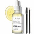 Vihira Organic Golden Castor Oil (2 Fl Oz | Premium Grade), True Cold Pressed, 100% Pure, Hexane Free, for Hair, Eyelash, Eyebrow, Cuticles, Nails, Skin, Belly Button & More.