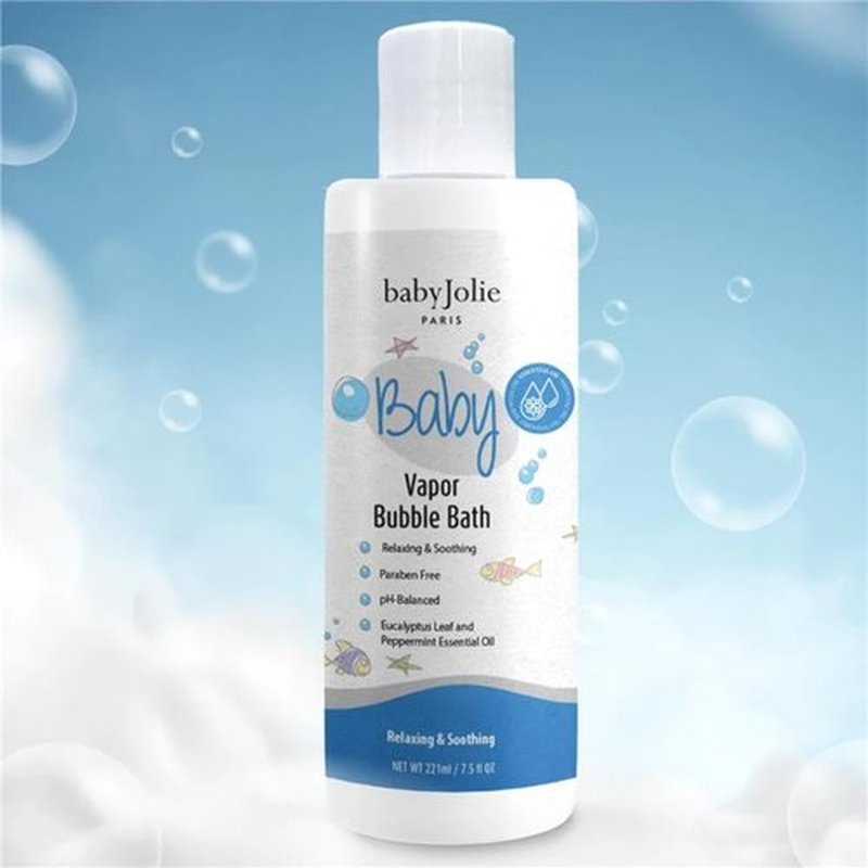 Baby Jolie Vapor Bubble Bath - Aromatherapy for Stuffy Nose & Cough Relief | Natural Eucalyptus & Peppermint, 7.5 oz