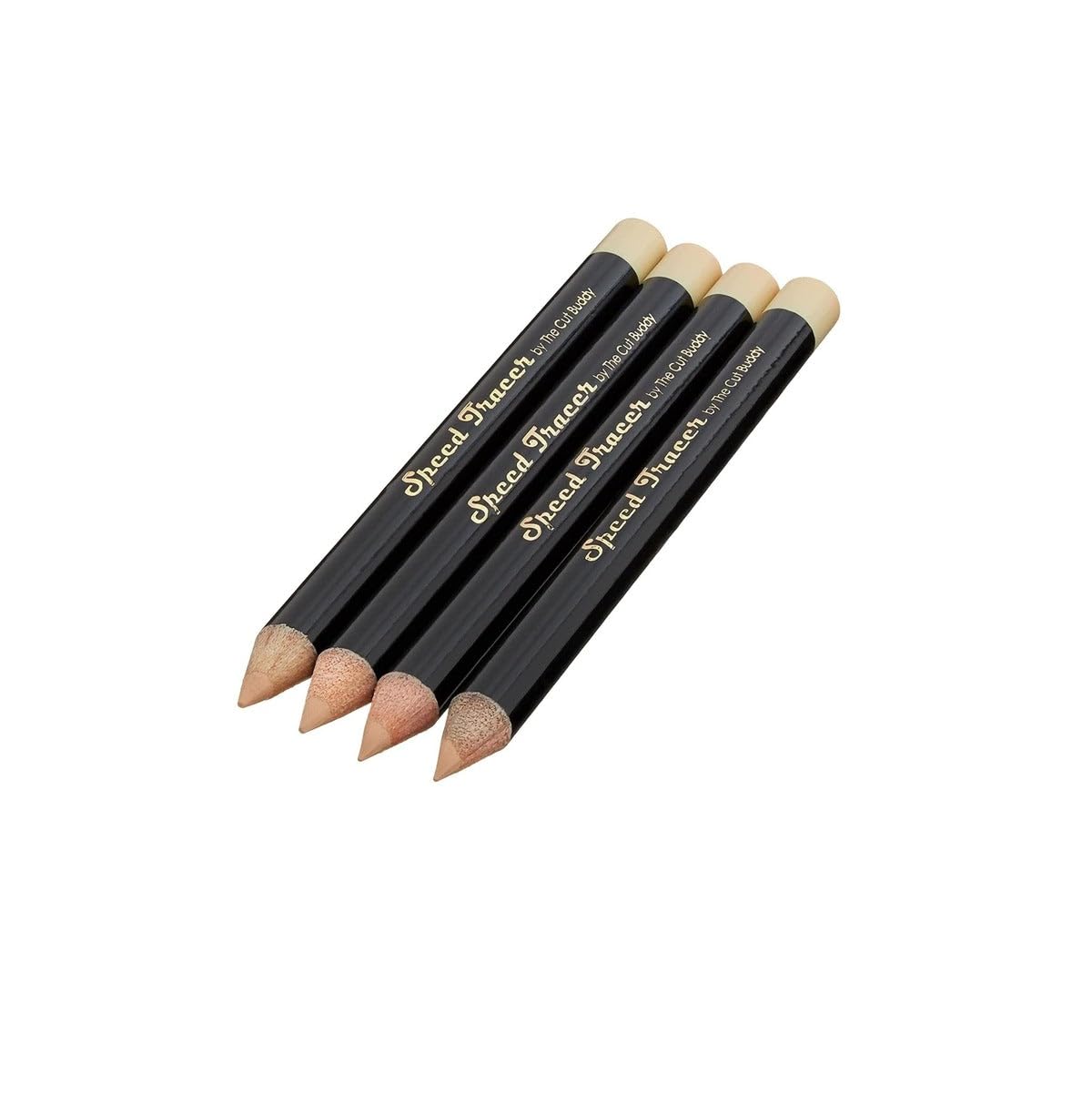 Speed Tracer Barber Pencil 4 Pack + Sharpener, Outline Beard Before Trimming for Shaping Tools, Guides, Hair Trimmer, & Shaver, Cut Buddy