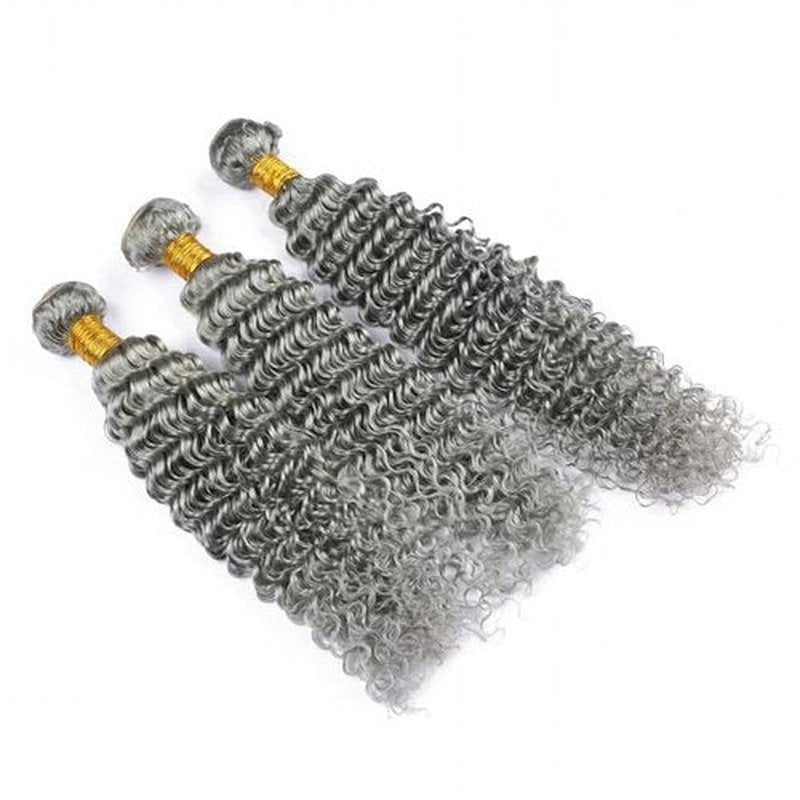Condescension Brazilian Human Hair Bundles Sliver Grey 18 20 22 Inch Deep Wave 3 Bundles Human Hair 100% Unprocessed Remy Brazilian Virgin Weave Hair Grey for Women