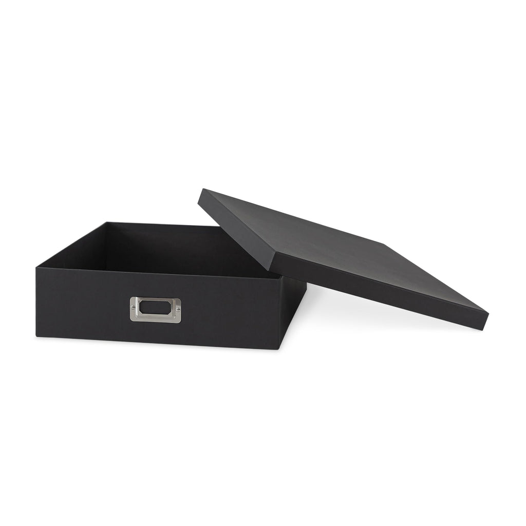 Soul & Lane - Black Scrapbook Photo Storage Box with Lid, 14.8x13x3.7 In
