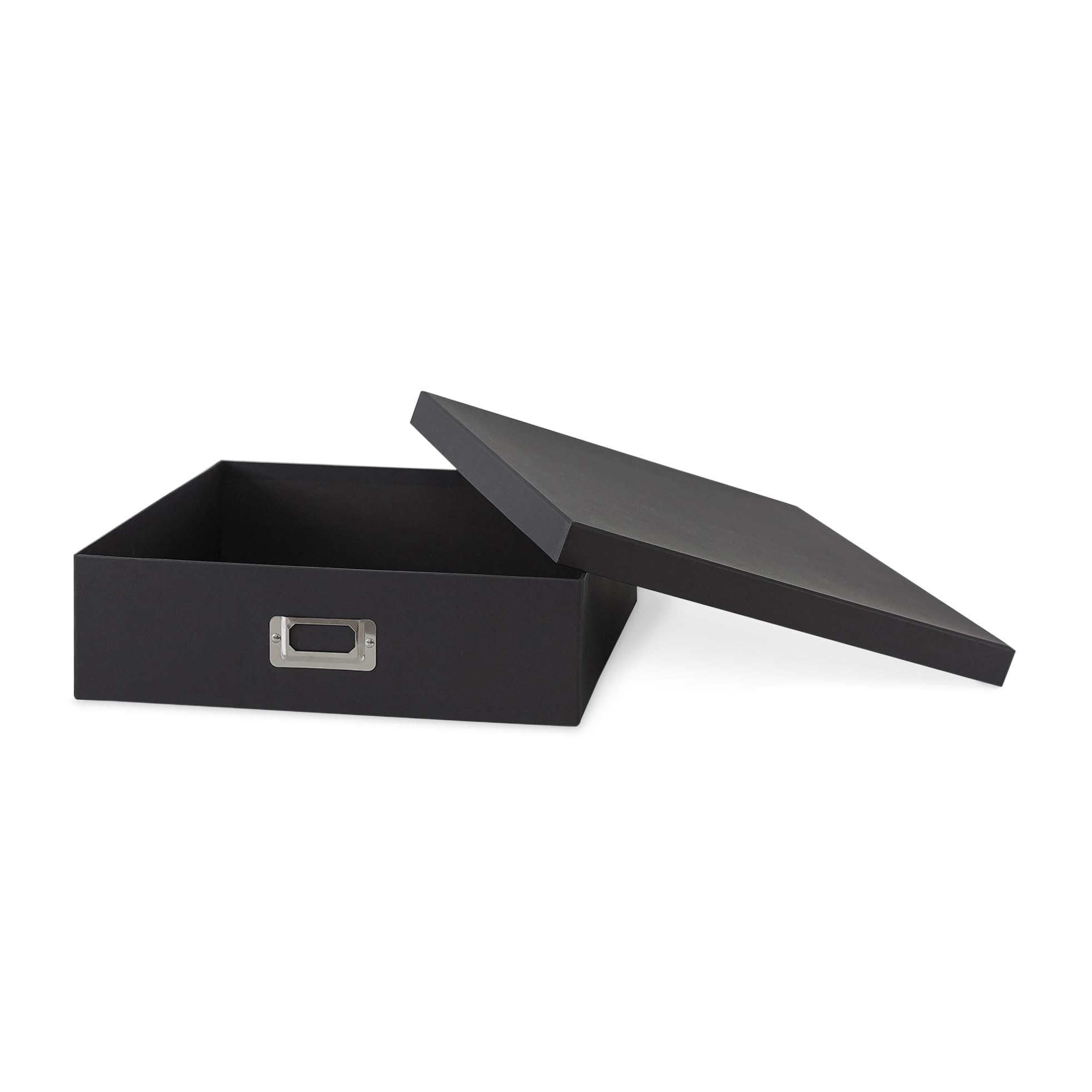 Soul & Lane - Black Scrapbook Photo Storage Box with Lid, 14.8x13x3.7 In