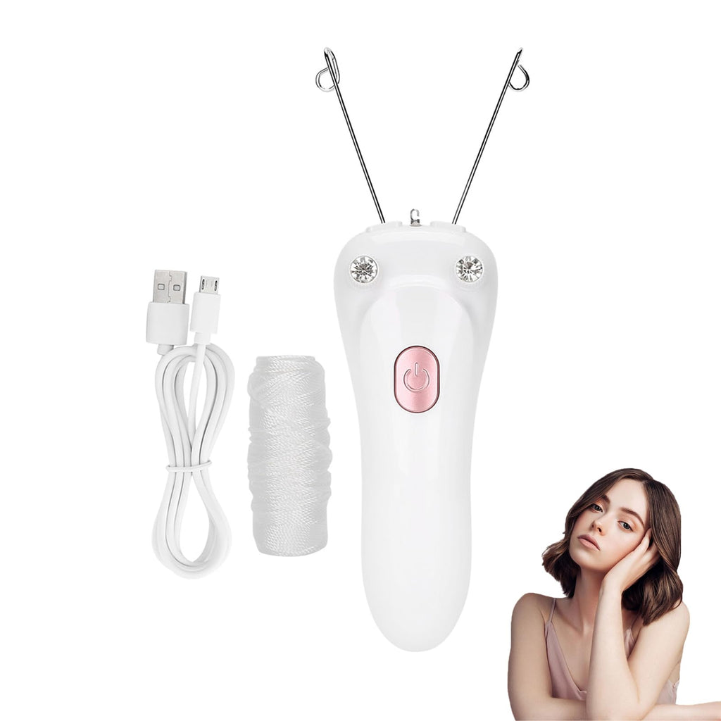 Threading Hair Removal, Hair Removal Device, Electric Threading Epilator USB Hair Remover for & Body Hair Removal with Cotton Thread Roll (Pinks)