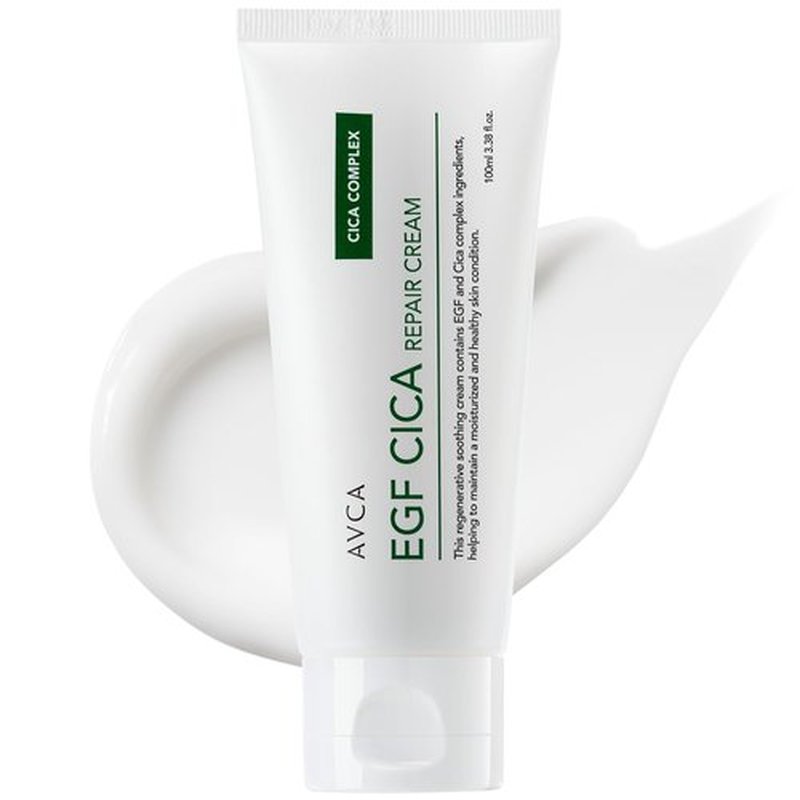 AVCA EGF Cica Repair Cream 100 mL (3.38 fl oz) – Fragrance-Free Moisturizer for Sensitive Skin with Centella & Aloe, Fast-Absorbing, Dermatologist-Tested, K-Beauty