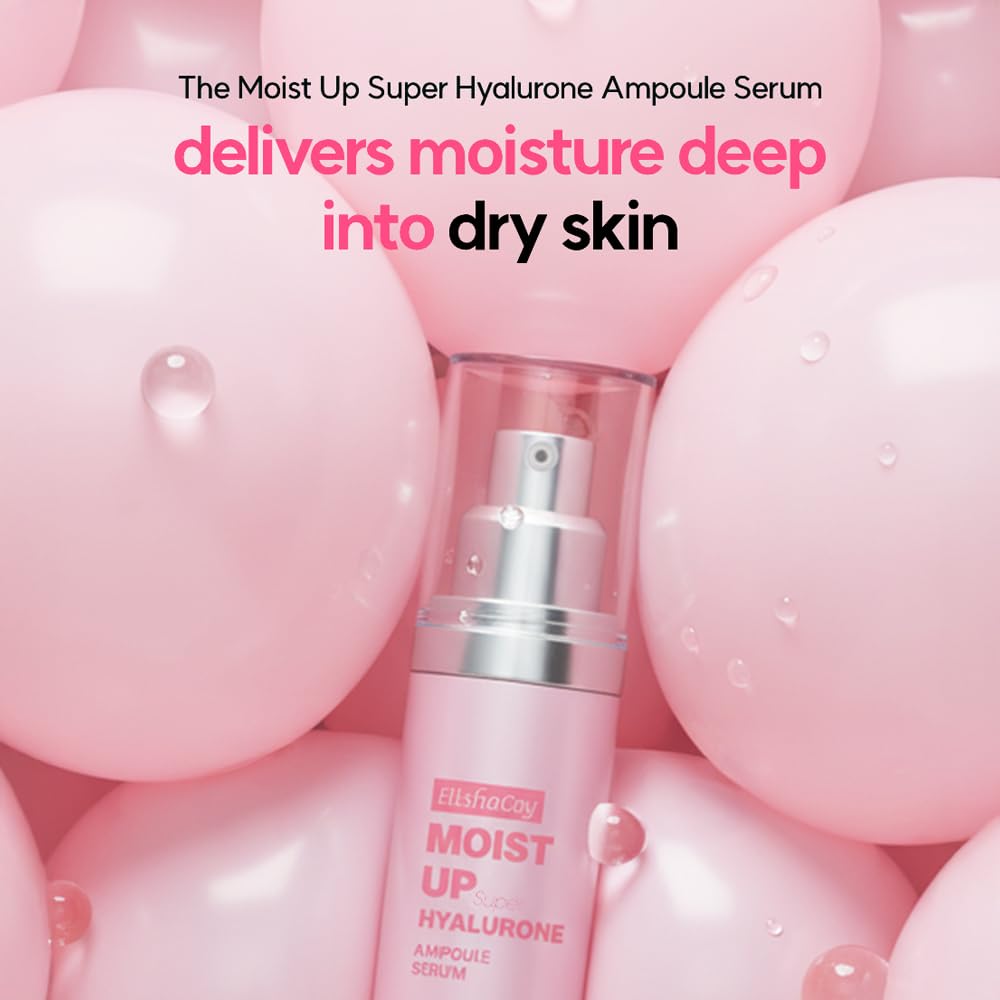 Elishacoy | Moist Up Super Hyalurone Ampoule Serum, Deep Hydration & Elasticity Booster with Multi-Layer Hyaluronic Acid Capsules + Collagen, for All Skin Types, 50ml (1.69 fl oz)