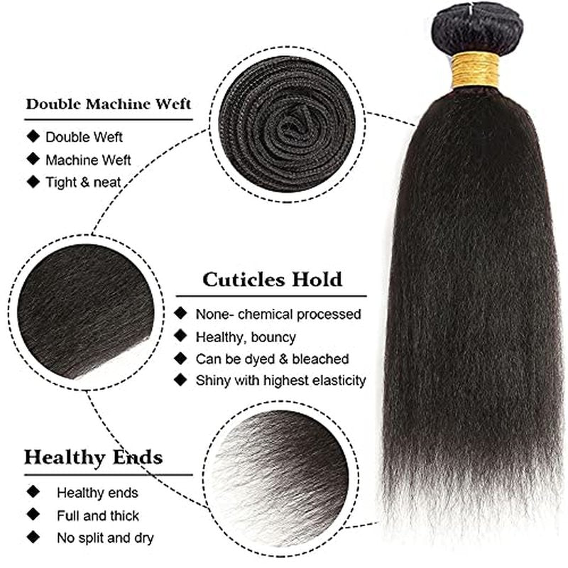 Kinky Straight Bundles Human Hair 1 Bundles 10 Inch Peruvian Virgin Hair 1 Bundles Natural Black Color Yaki Straight Hair Weave
