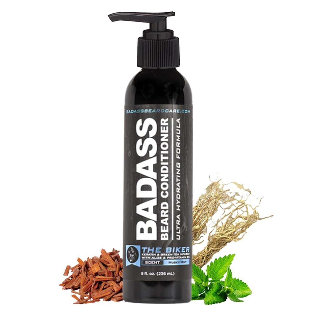 Badass Beard Care Beard Conditioner For Men - THE BIKER, 8oz - Made of Natural Ingredients for A Healthy, Soft, & Itch Free Beard and Mustache