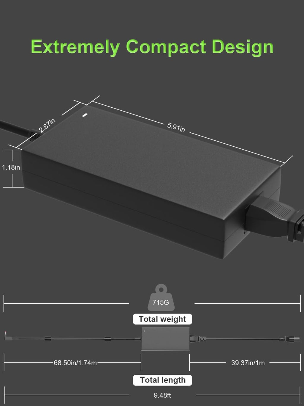 PowerPortnerLink 180W Charger Compatible with Acer Nitro 5 7 V15 V17 V16 V14 16S AN515 AN517 Predator Helios/Triton300 500 Aspire 3D 7 Series G3-573 PH315-52 PH317-54 PT515-51 Laptop