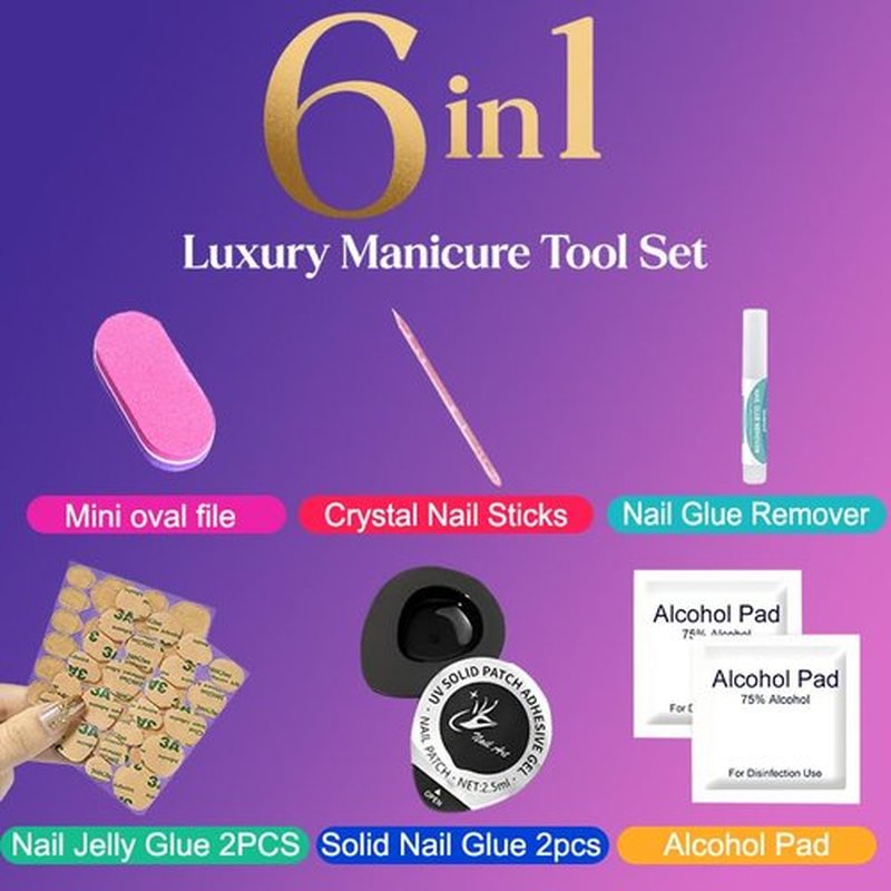 Amofatia Press on Nails Almond - Handmade Manicure Custom Art Reusable False Nails 10pcs with Solid Nail Glue&Nail Adhesive Tabs (677-S)