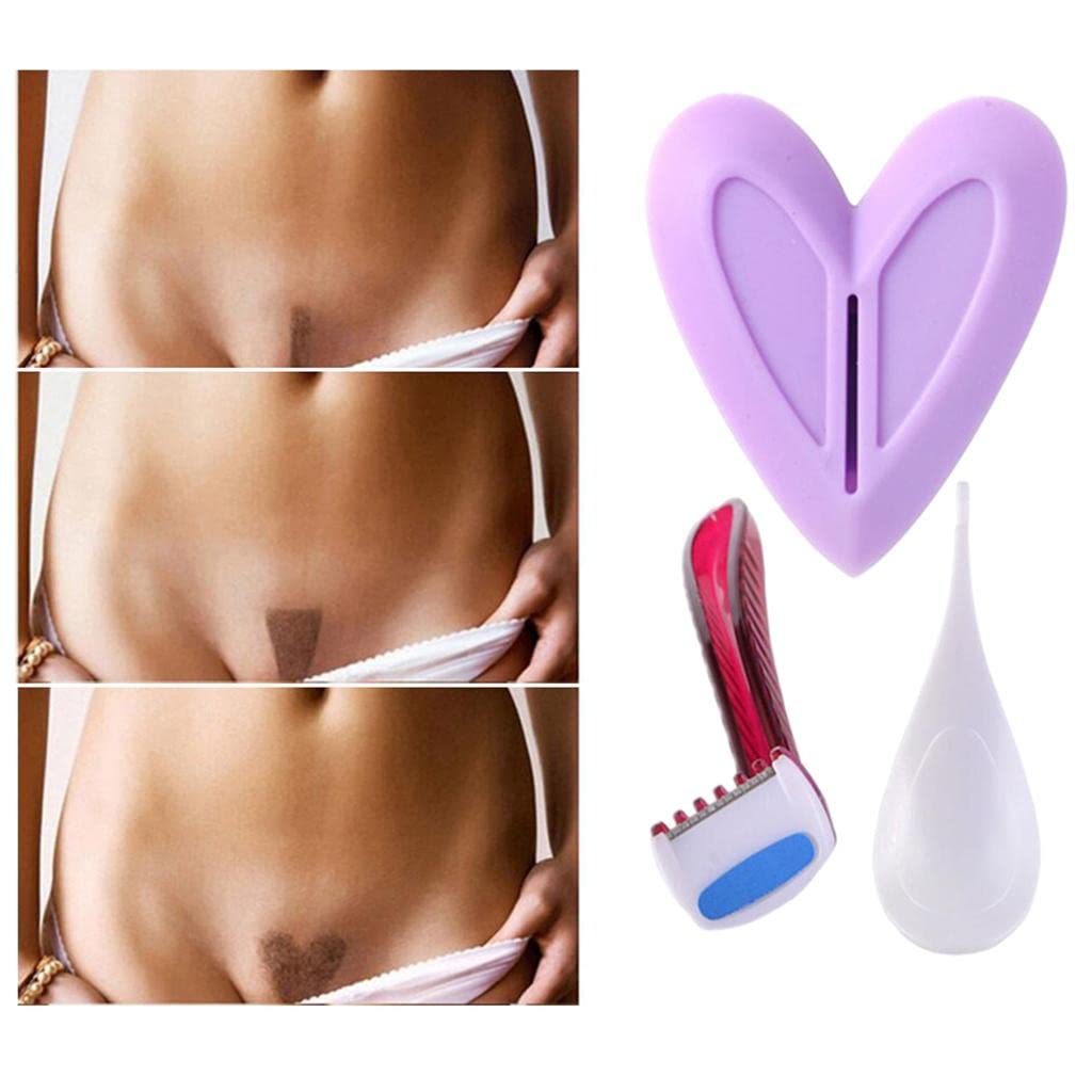 Amagogo Female Hair Removal Stencil Set for Bikini Area, Heart, Optional
