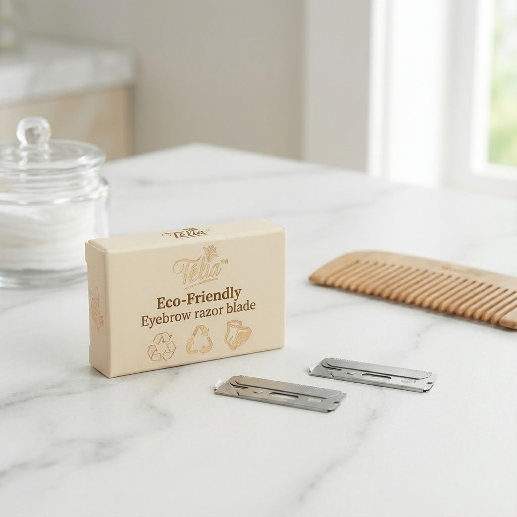 Télia™ Replacement Razor Blades - Pack of 2 Stainless Steel Precision Rounded Blades for Eyebrow Razor and Facial Razor, Gentle Grooming and Face Hair Removal, RoHS & MSDS Certified