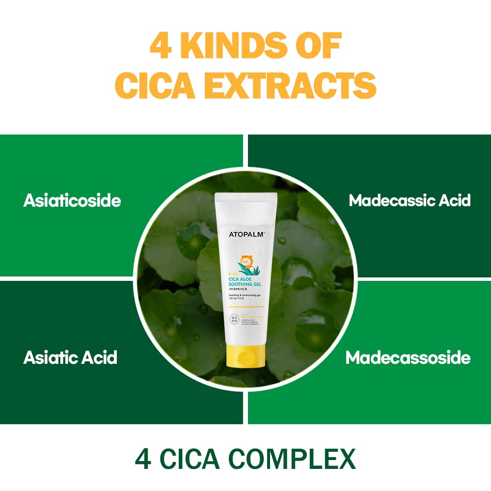 ATOPALM Kids Cica Aloe Soothing Gel with Cica & Aloe Vera Leaf for Kids Dry & Sensitive Skin, Soothing, Refreshing, After Sun Care Gel for Instant Skin Relief, 8.5 Fl. Oz., 250ml