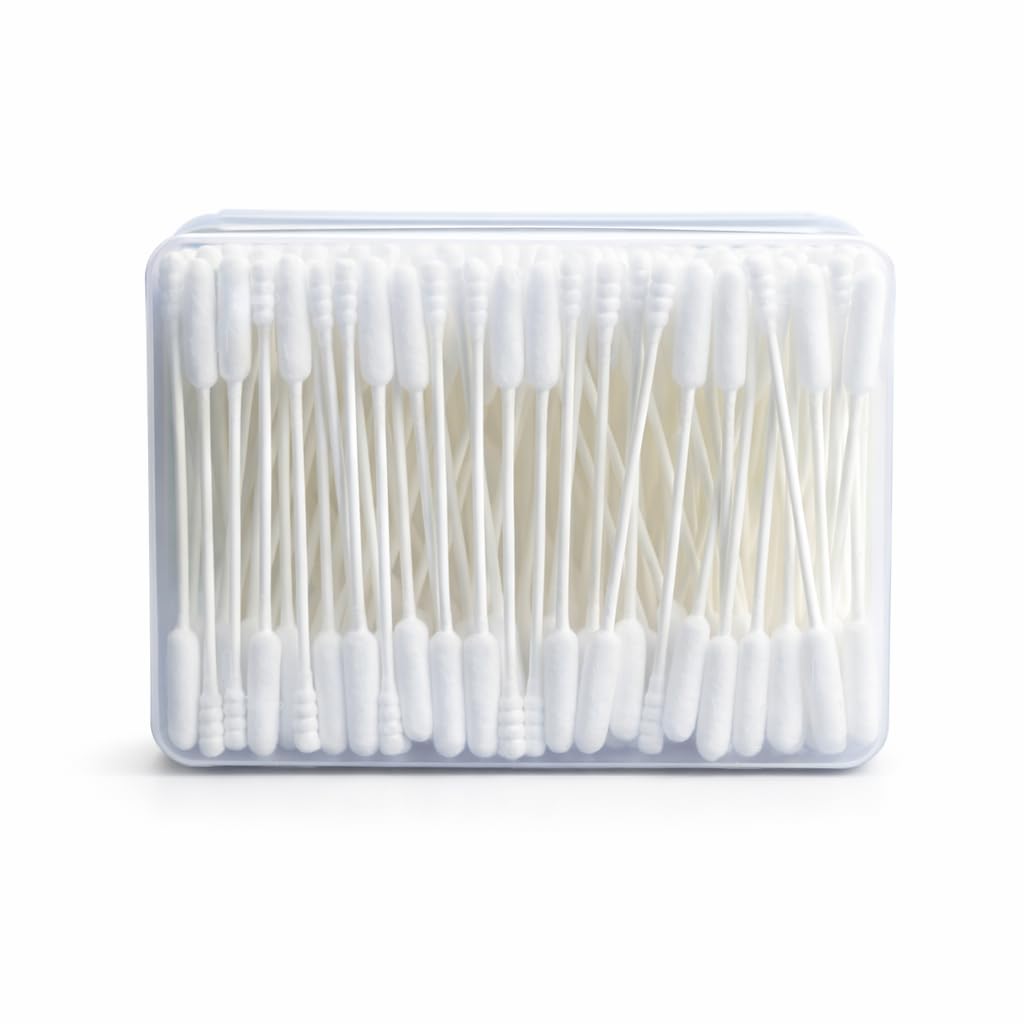 Terporium Dual-Tip Cotton Swabs (200pcs) | 4.75” Reinforced & Bendable Multi-Purpose Swabs with Extra Long Cylindrical and Smaller Spiral Tips | 100% Organic Cotton with Recycled Paper Stick