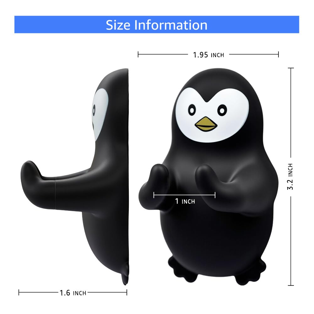 Pishovi Penguin Holder Shaver Organizer, Cute Penguin Animal Bathroom Decor Razor Holder Wall Mount, Birthday Gifts for Men Women Boyfriend Girlfriend, Emotiona Gifts for Wife Husband Penguin Lover
