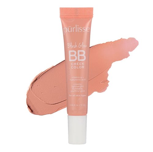 pūrlisse Blush Glow BB Cheek Color - Dewy Liquid Blush for Cheeks - Enriched with Vitamin E & Hyaluronic Acid - Creamy, Lightweight & Buildable - Hydrating & Nourishing - Cool Mauve (0.34 Fl oz)