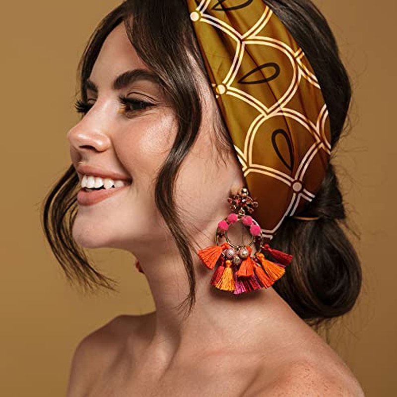 Karma Sparrow Headband for Women - Wide - Fabric Headband and Stretchy Hair Scarf - Black and White