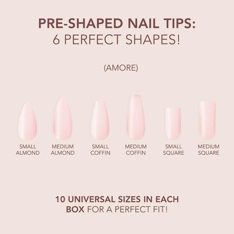 Kiara Sky Short Square Cover Gelly Tips | Soak Off Pre-Shaped Soft Gel Nail Extensions | Amore